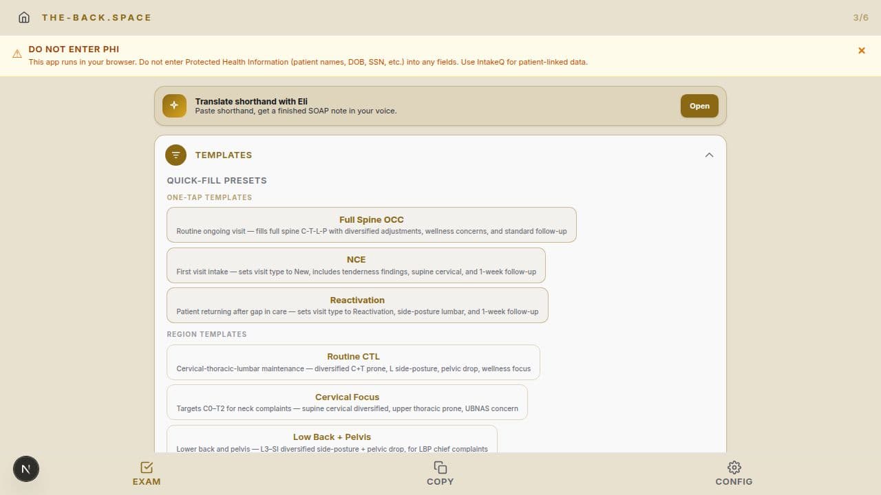 BentoBox app — exam view, real product not a mockup